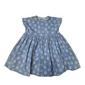 Molo Denim Blue Dress with White Heart Pattern